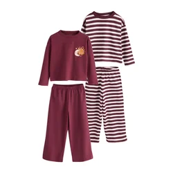 Next Pižama temno oranžna/burgund/bela