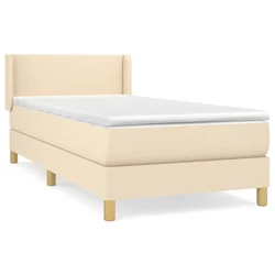 Vidaxl Box spring postelja z vzmetnico krem 100x200 cm blago