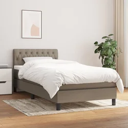 Greatstore Box spring postelja z vzmetnico taupe 90x200 cm blago