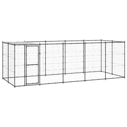 Vanjski kavez za pse s krovom čelični 12,1 m2