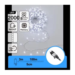 Aigostar - LED spoljašnja božićna girlanda 2000xLED/8 funkcija 103m IP44 hladna bela