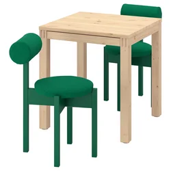 IKEA PS 2026 Sto i 2 stolice, borovina/Knäbäck jarkozelena, 70x70 cm