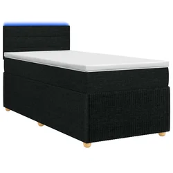 vidaXL Postelja boxspring z vzmetnico Črna 90 x 200 cm Blago