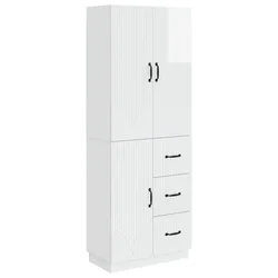 Set ormara 2 pcs Bijela visokog sjaja Konstruirano drvo