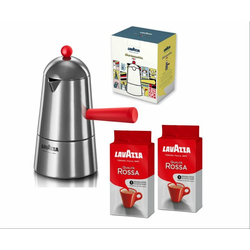 Lavazza kafetijera Carmencita red - pop + Qualita Rossa 2x250 g