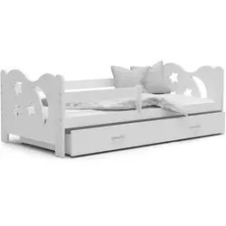 Drveni dečiji krevet MIKOLAJ sa fiokom - 190x80 cm - beli