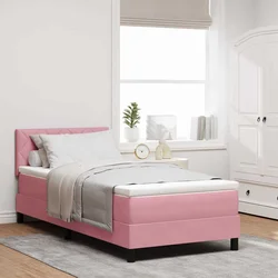 LED Box Spring Krevet Ružičasta 100 x 200 cm Baršun