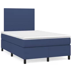 VIDAXL Box spring postelja z vzmetnico LED modra 120x190 cm blago