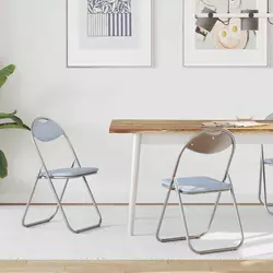 Sklopiva stolica 2 pcs Sivi 48 x 43,5 x 81 cm Lažna koža