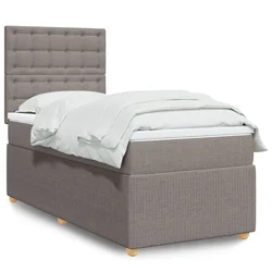 vidaXL Box spring postelja z vzmetnico taupe 90x200 cm blago