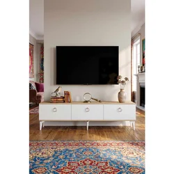 Hanah Home TV komoda Demet, 180 cm, hrast Sapphire / bela