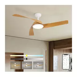 ZEVENTI - LED plafonski ventilator AERYS LED/24W/230V Wi-Fi Tuya bela/hrast + daljinski upravljač