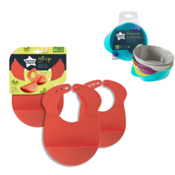 Tommee Tippee Set za bebe, Portikle RollNGo, 2 komada + Činije, 4 komada, Crveni