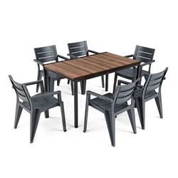 Set vrtnega pohištva Amari 6+1 oreh-grafit