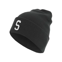Knitted hat with the letter Cuff S