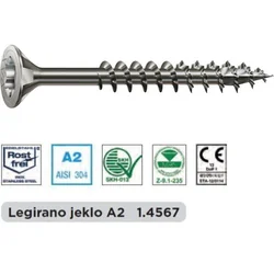 Vijak z vgr.gl. SPAX 4.5x70 DN, torx 20 inox A2