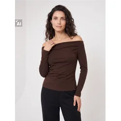 Sinsay - Bluza sa dekorativnim naborima i dodatkom viskoze - braon