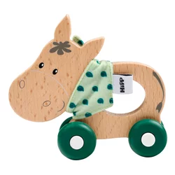 Drevené zvieratko na ťahanie somárik Baby Hipp Push Donkey Eichhorn s textilnou handričkou od 12 mes EH5867