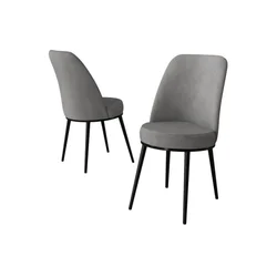 Hanah Home set trpezarijskih stolica Jaxe 4 kom, siva tkanina Babyface, crne metalne noge