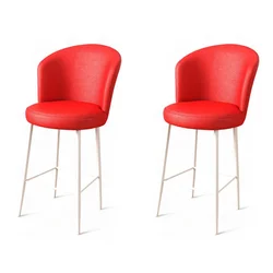 Hanah Home Set barskih stolica Uras, 2 komada, Crveno-beli