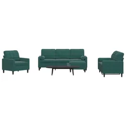 4-dijelni set sofa s jastucima tamnozeleni baršunasti
