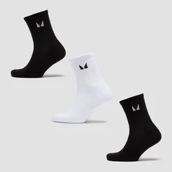 MP Unisex Crew Socks (3 Pack) - Black/White - UK 6-8