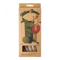 Apriori Set 4 steklenih slamic s ščetko - ukrivljene 23 cm