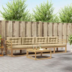 Set vanjskih sofa s jastukom 4 pcs Bijela i bež