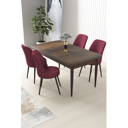 Hanah Home Set Trpezarijski sto i 4 stolice Nil, Bordo-braon