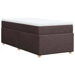 Vidaxl Box spring postelja z vzmetnico temno rjava 100x200 cm blago