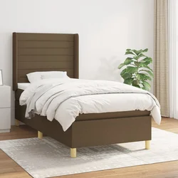 VIDAXL Box spring postelja z vzmetnico temno rjav 90x190 cm blago