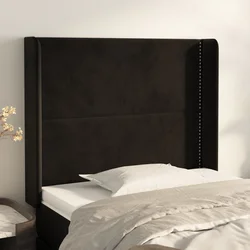 Uzglavlje s ušima crno 93x16x118/128 cm baršunasto