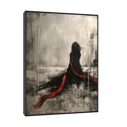 Canvas Slika na platnu Crveni šal, 45x60cm, Sa ramom, Crni