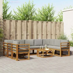 Set vanjskih sofa s jastukom 10 pcs Prirodna i svijetlo siva