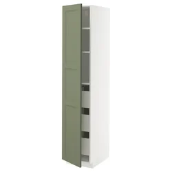METOD / MAXIMERA Visoki element s fiokama, bela/Axstad sivozelena, 40x60x200 cm