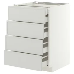 METOD / MAXIMERA Pod.elem.4fronta/2donj/3sred.fioke, bela/Aspudden svetlosiva, 60x60 cm