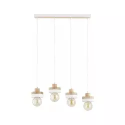 Luster na sajli LARSO 4xE27/15W/230V beli/bež