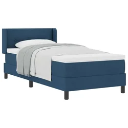 Vidaxl Postelja z vzmetnico z vzglavjem Modra 200 x 80 cm blago