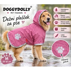 Dežni plašček za psa DoggyDolly roza z odsevnimi elementi – M - Pasja oblačila