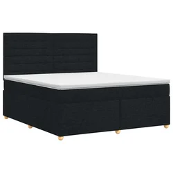 vidaXL Postelja boxspring z vzmetnico Črna 140 x 190 cm Blago