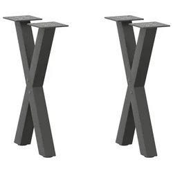 Noge za klub stolić u obliku slova X, 2 kom, antracit, 38 x (42-43) cm, čelik