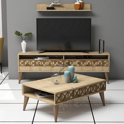 Hanah Home Set nameštaja za dnevnu sobu Line, 3 komada, Hrast