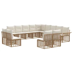 Set vanjskih sofa 13 pcs Prirodna i krema bijela Poliester