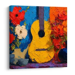 Slika kitara s cvetlično kompozicijo - 40x40