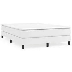Vidaxl Box spring postelja z vzmetnico bel 140x200 cm umetno usnje