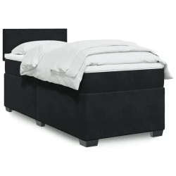 VIDAXL Box spring postelja z vzmetnico črna 100x200 cm žamet