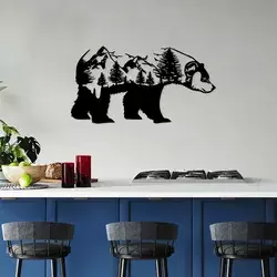 Wallity Zidna dekoracija Bear Of The Forest, 37 x 70 cm, Crna