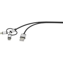 Renkforce Renkforce 3-in-1 Micro-USB/Lightning/USB-C™ napajalni & sync kabel 3 m
