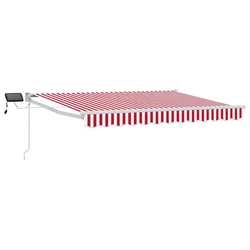 Ručna zlačivna tenda s LED diodama Crvena i bijela 2,5 x 2 m