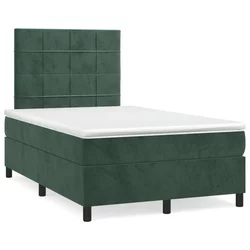 Krevet box spring s madracem tamnozeleni 120x190 cm baršunasti